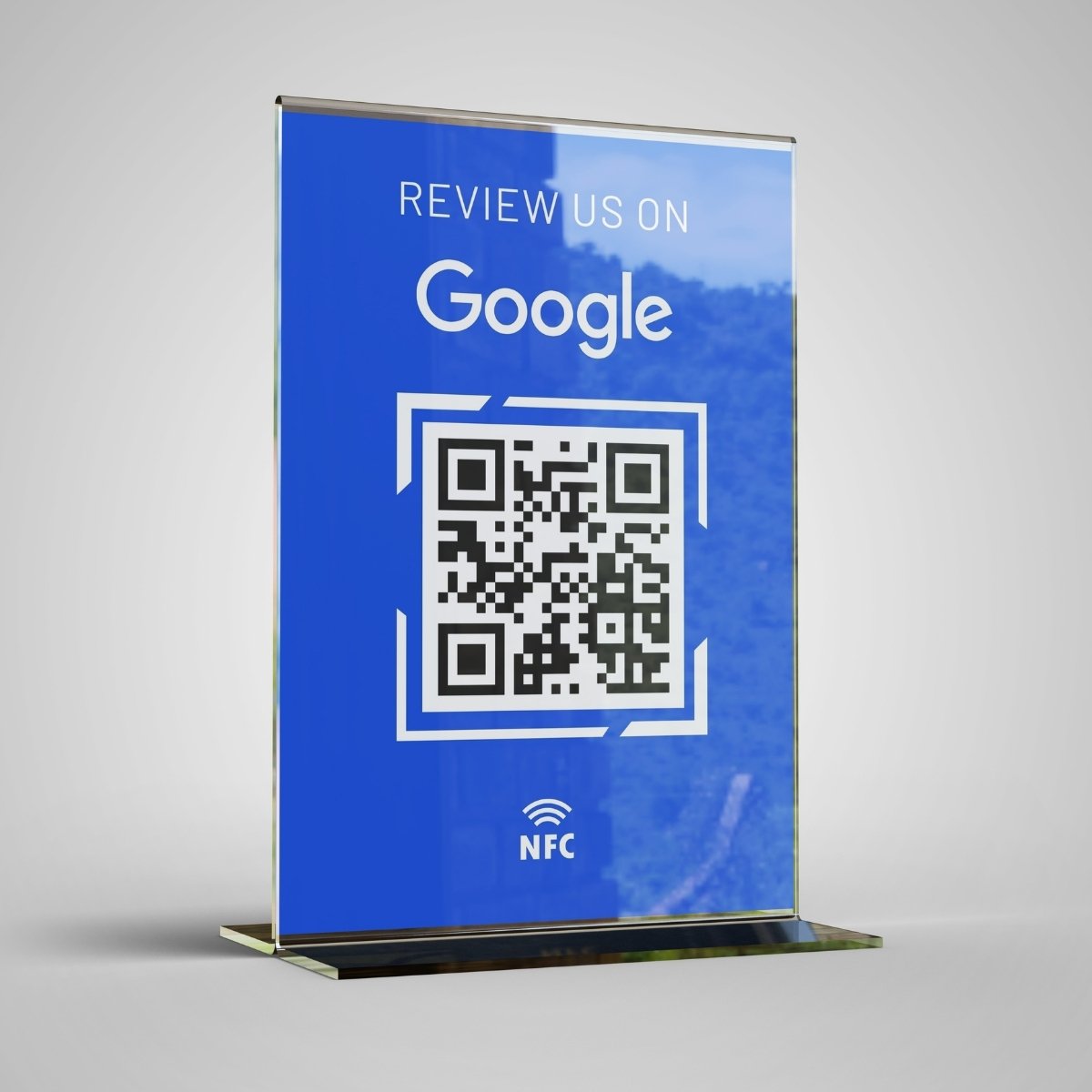 Google Reviews Stand Blue