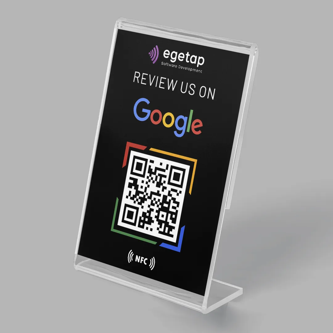 Black PVC L-Shaped Google Review Stand Countertop Display Holder