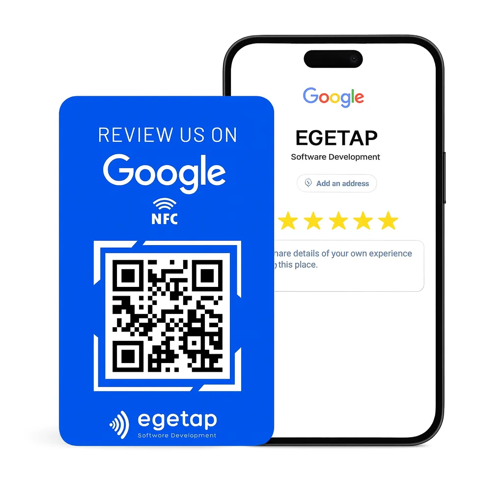 Google Reviews Business Card Durable Blue PVC NFC QR Code Enabled