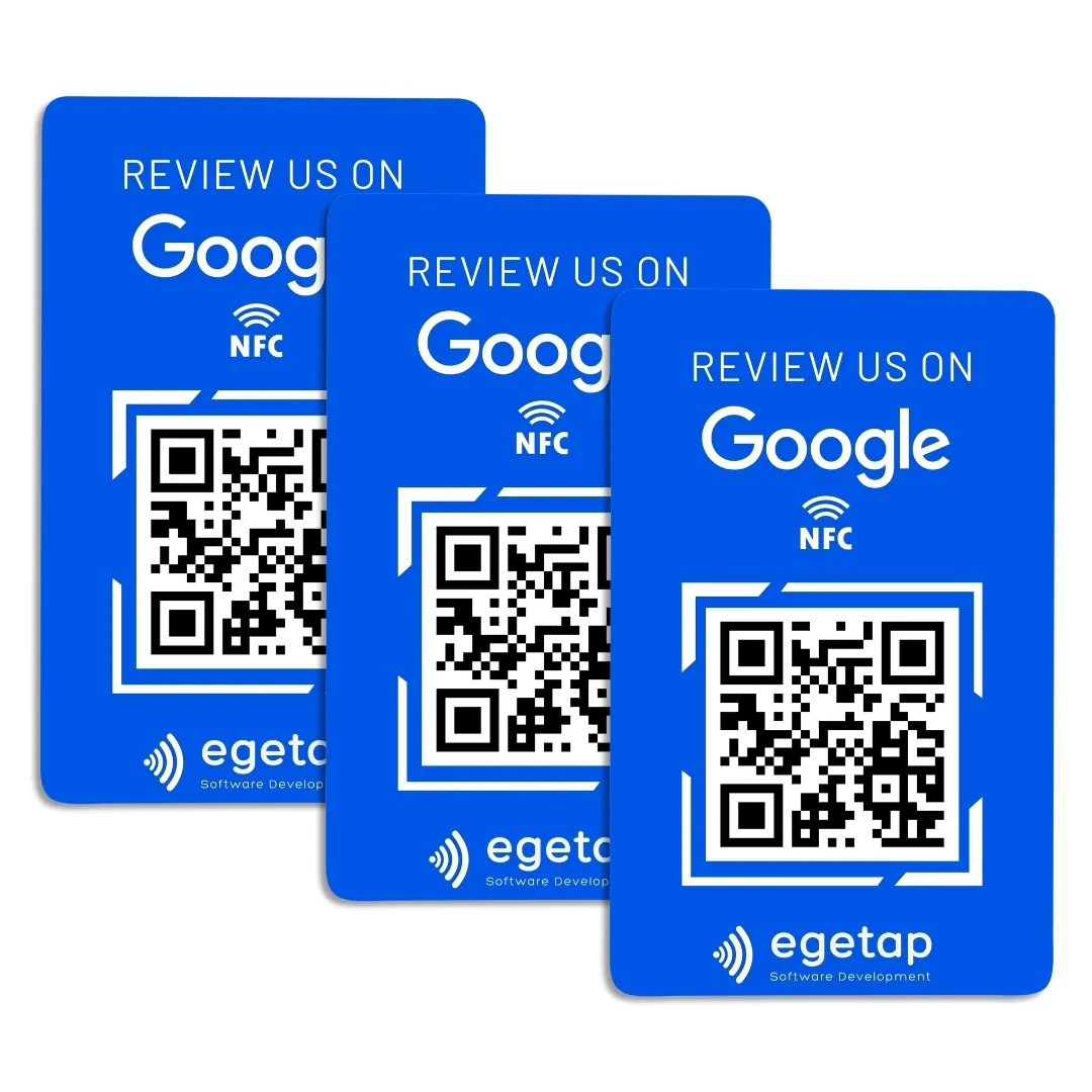 Google Reviews Business Card Durable Blue PVC NFC QR Code Enabled image 2
