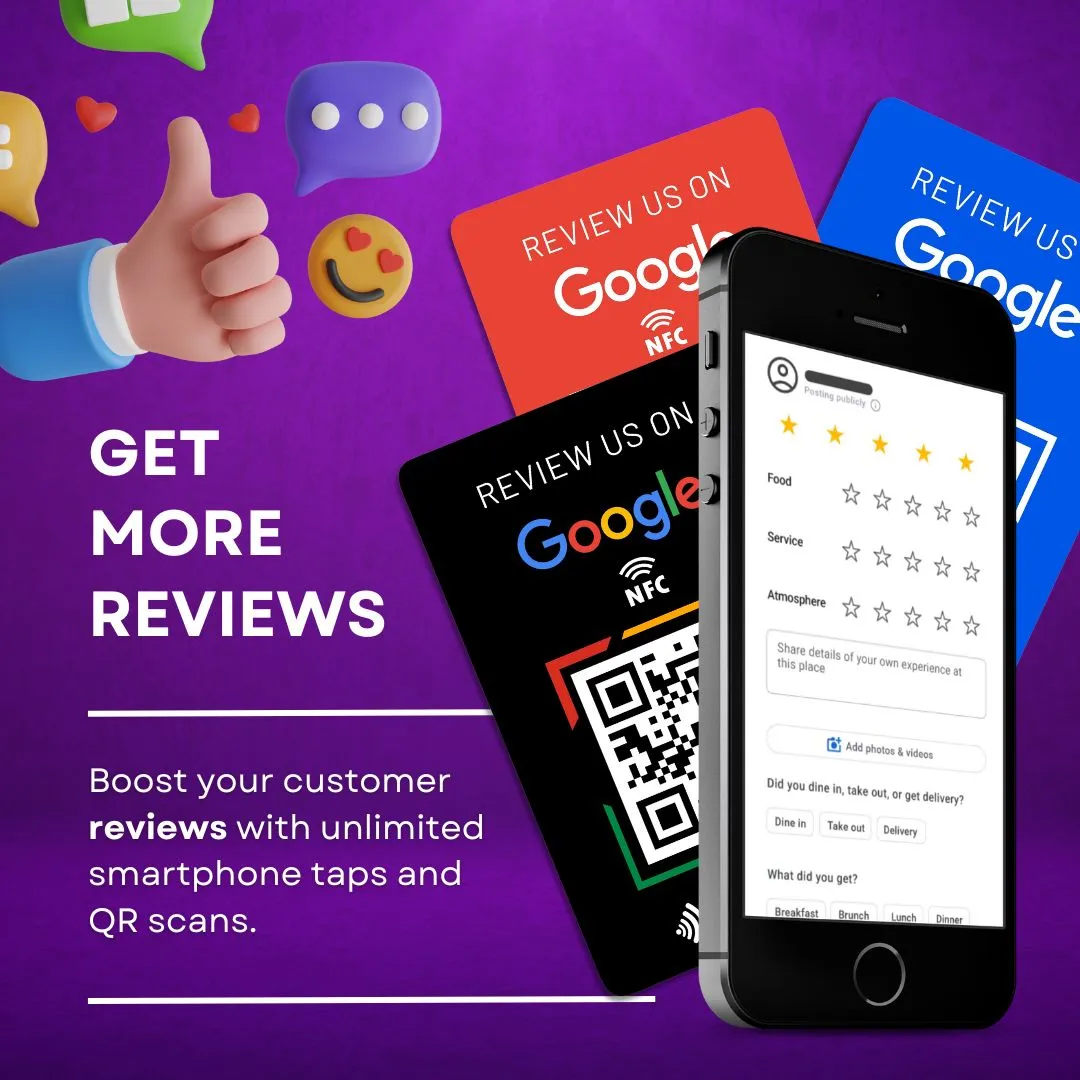White Google Reviews Card NFC Tap-to-Review Business Feedback Tool image 2