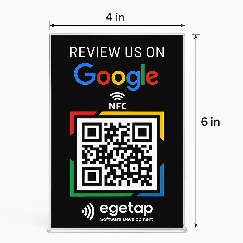 Google Reviews Stand Durable Black PVC NFC Display for Businesses