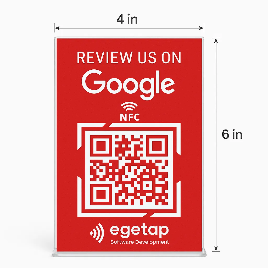 NFC Google Review Stand Red PVC Counter Display for Customer Feedback