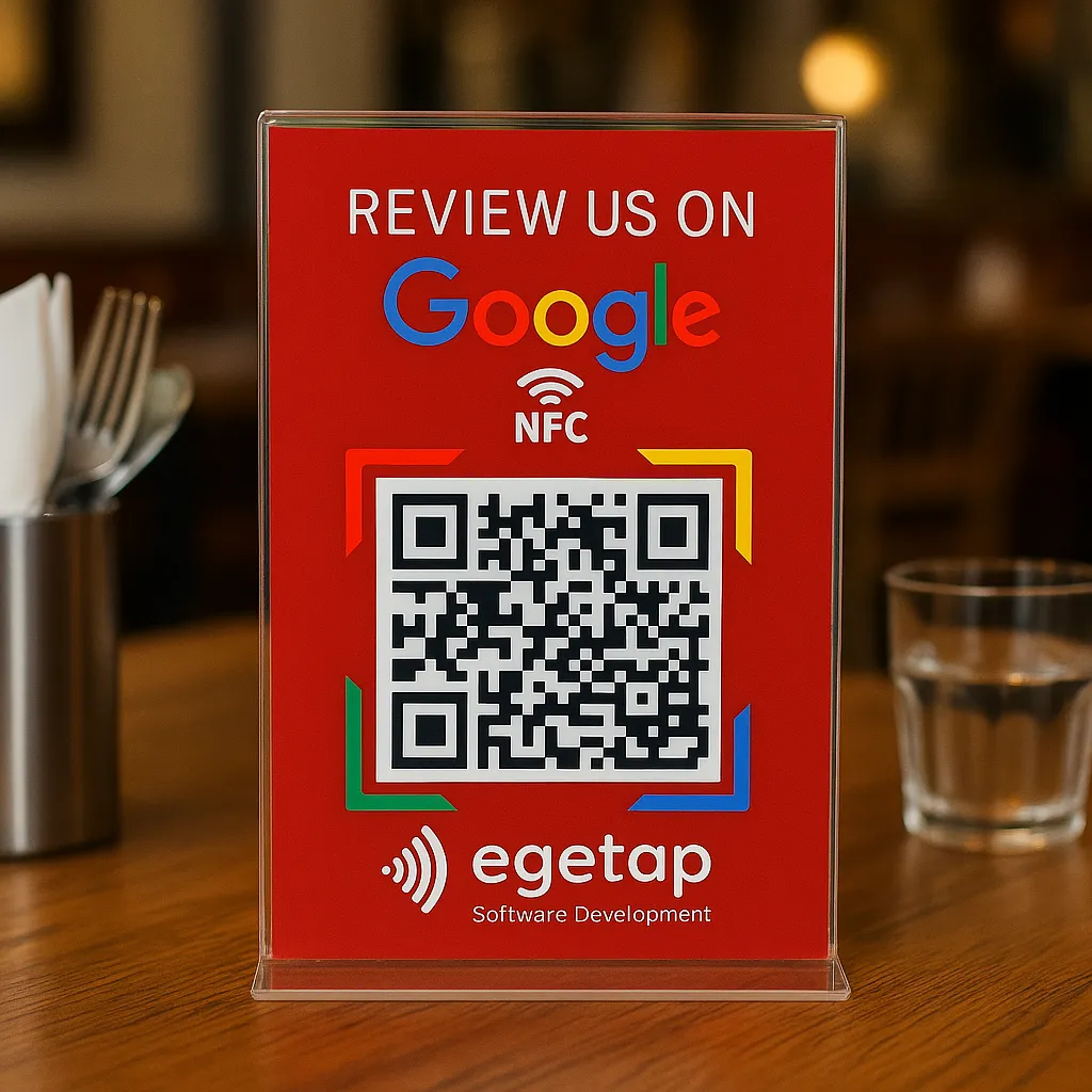 NFC Google Review Stand Red PVC Counter Display for Customer Feedback image 5