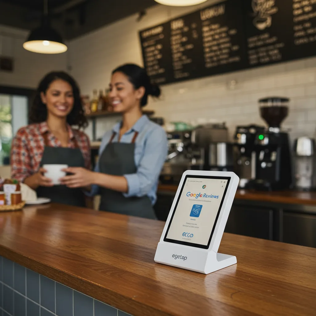 Counter Google Reviews Stands — NFC PVC Displays for US Businesses