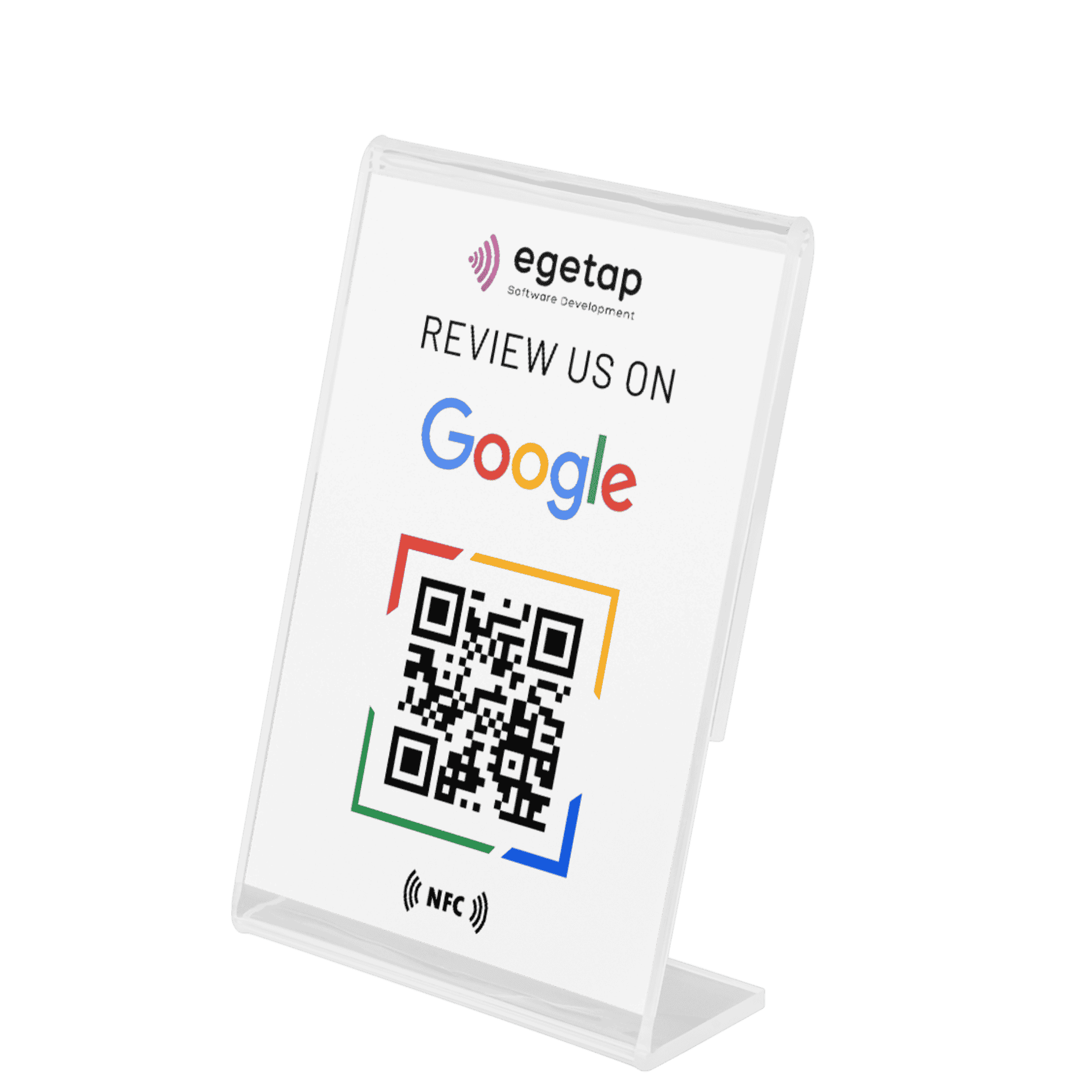 Google review stand: modern floor/table stand with QR/NFC engagement